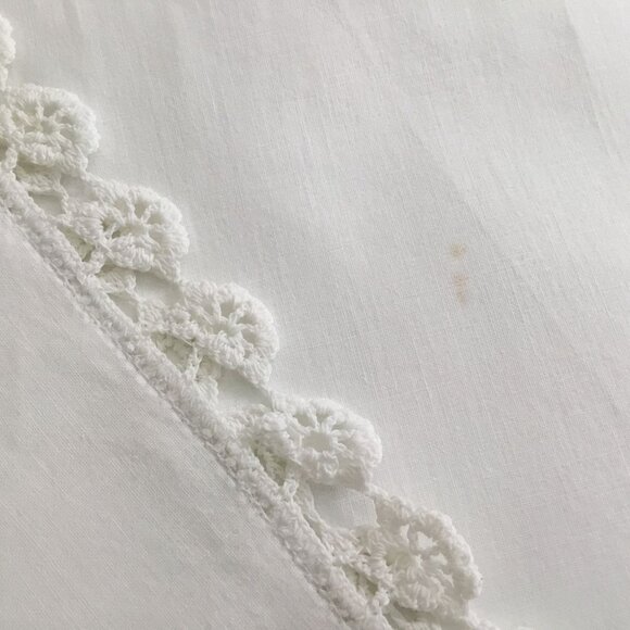 VTG Pepperell 2 Muslin Ivory Flat Sheets Crochet Trim NOS Cottagecore Farmhouse - Picture 5 of 5